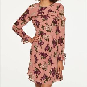 Loft mauve knee length floral dress NWT